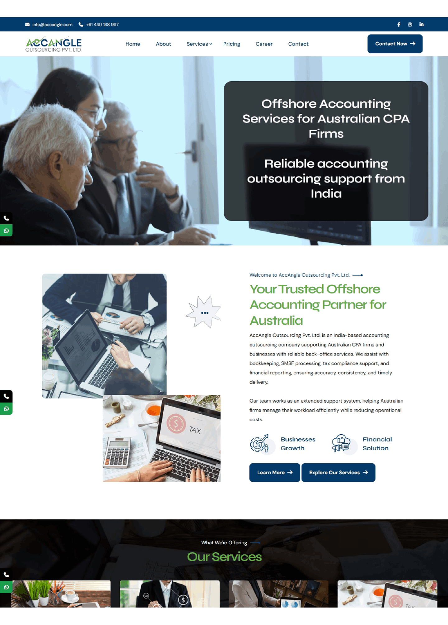 Accangle website Work