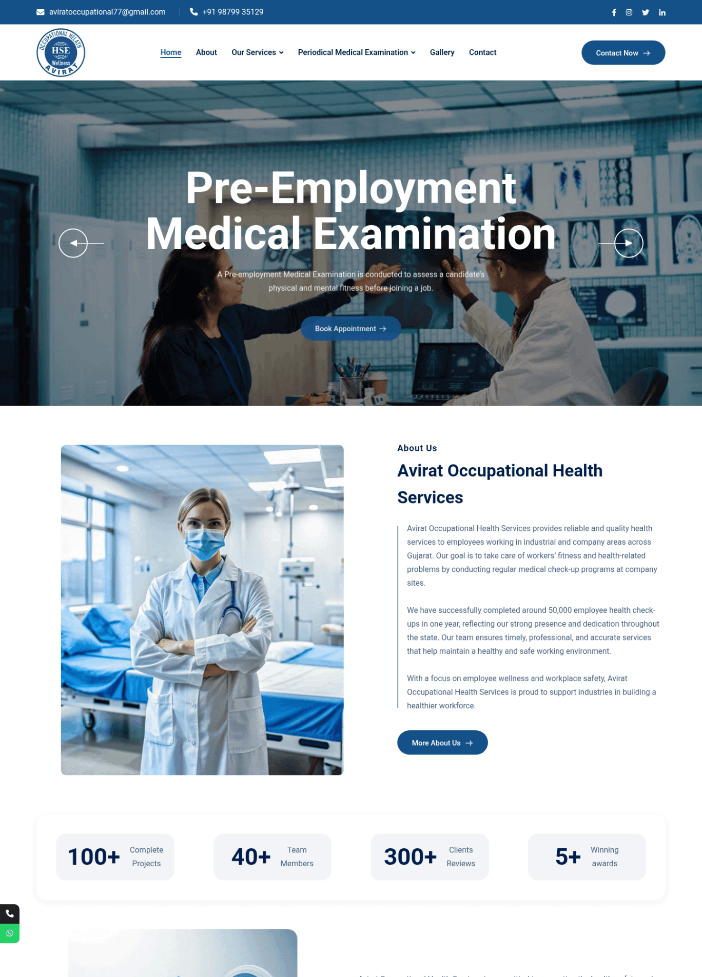 Avirat occupational Health website Work