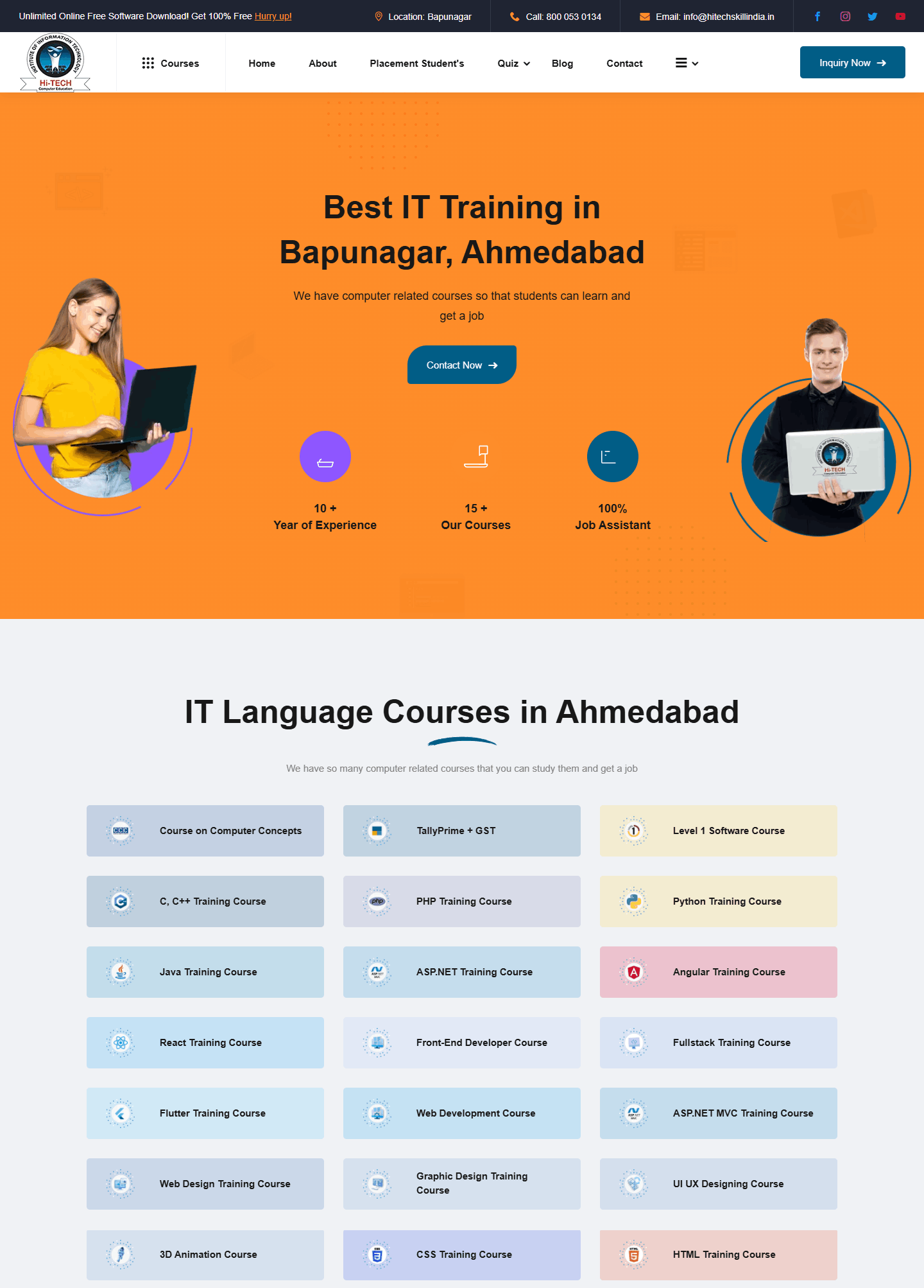 Hi Tech Institute website work