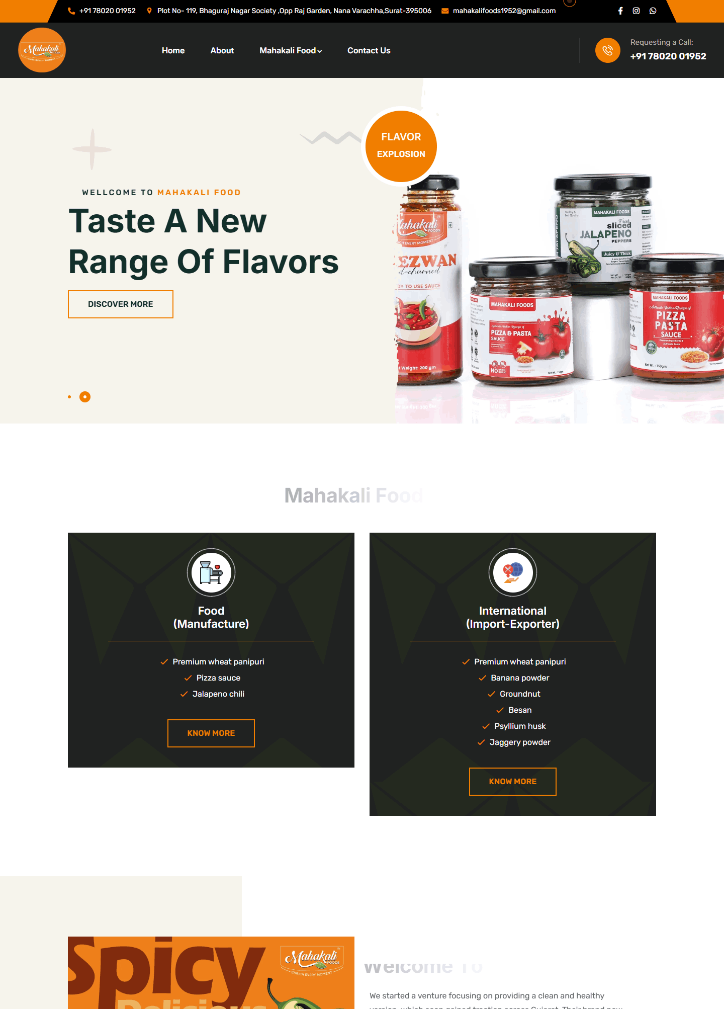 Mahakali Food Website Work