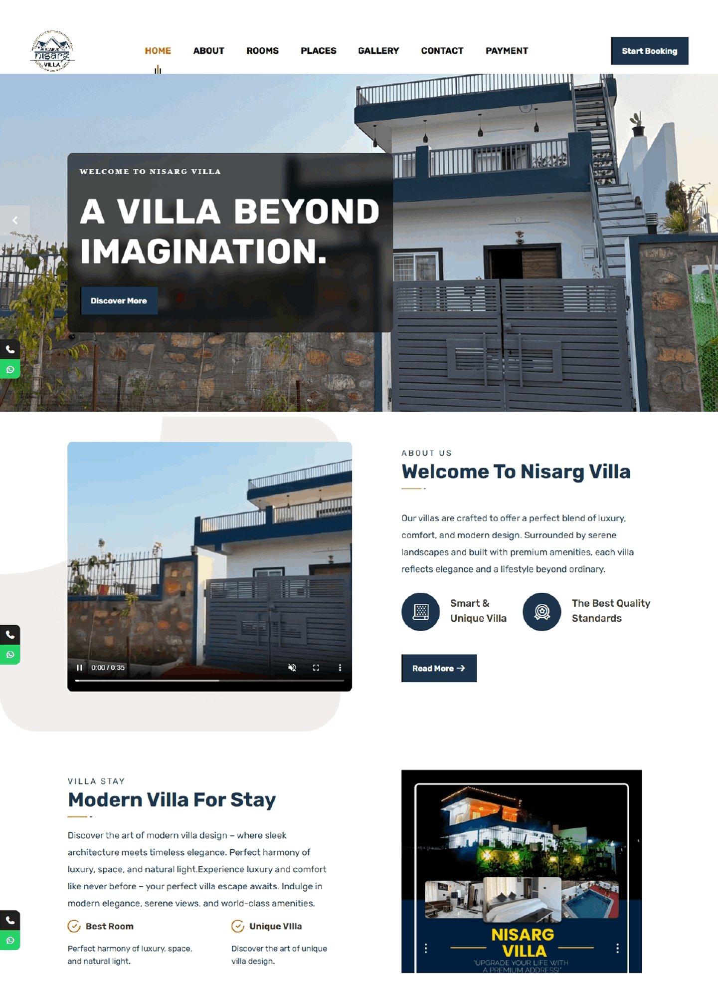 Nisarg Villa website work
