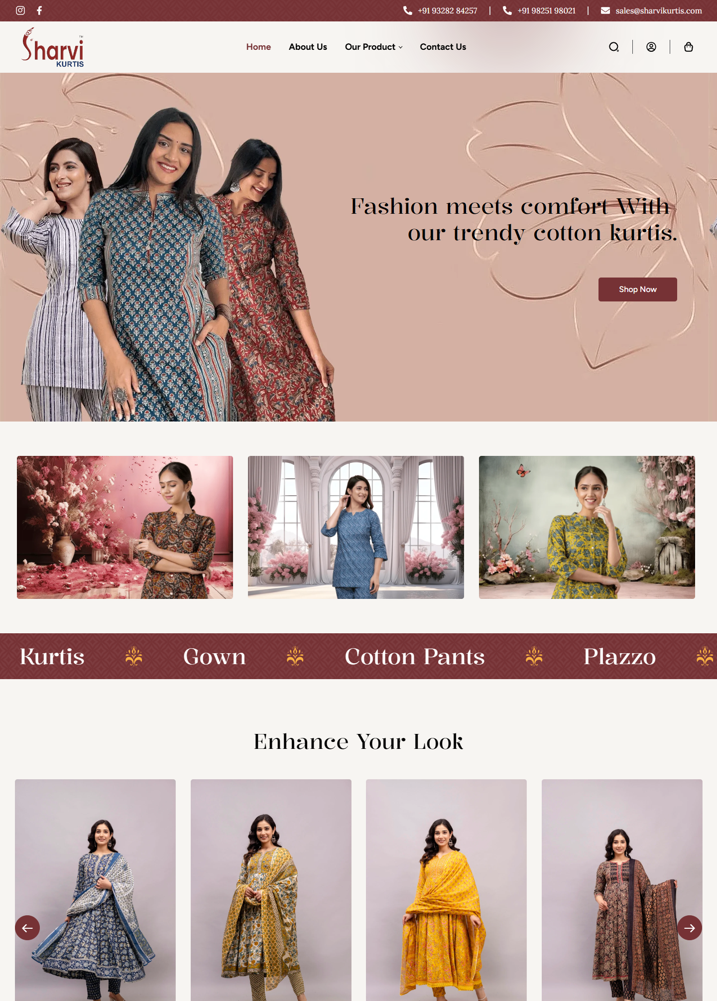 Sharvi Kurties website work